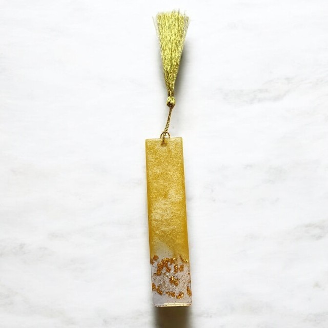 Vibrant Yellow Resin Bookmark with Gold tone